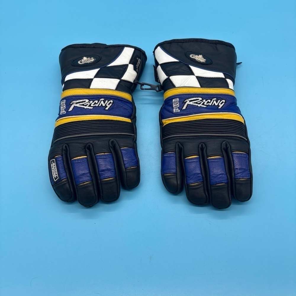 Choko Design Racing Gloves Leather Thinsulate Ski Snowmobile Checkered Small